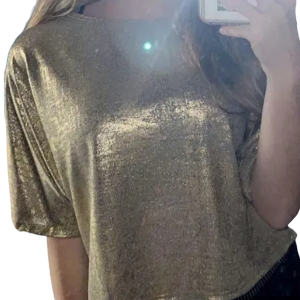 CAUTION TO THE WIND gold crop top M